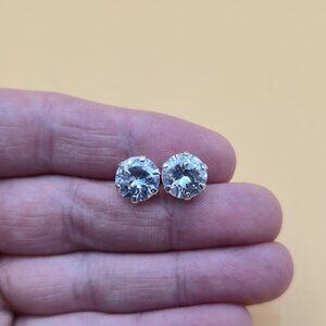 Sterling Silver Large Cubic Zirconia Gem Stud Earrings A5815